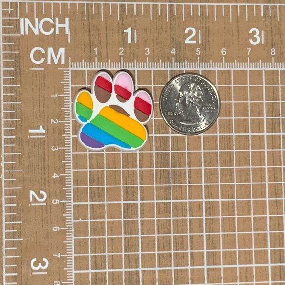 Dog Paw Print Pride Flag Rainbow Croc Shoe Charm Jibbitz LGBTQIA - Picture 3 of 3